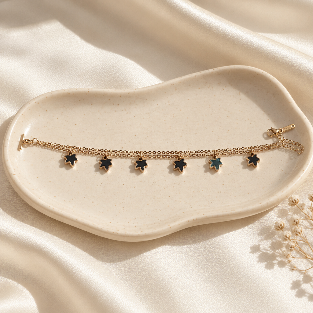 Midnight Bloom Charm Bracelet
