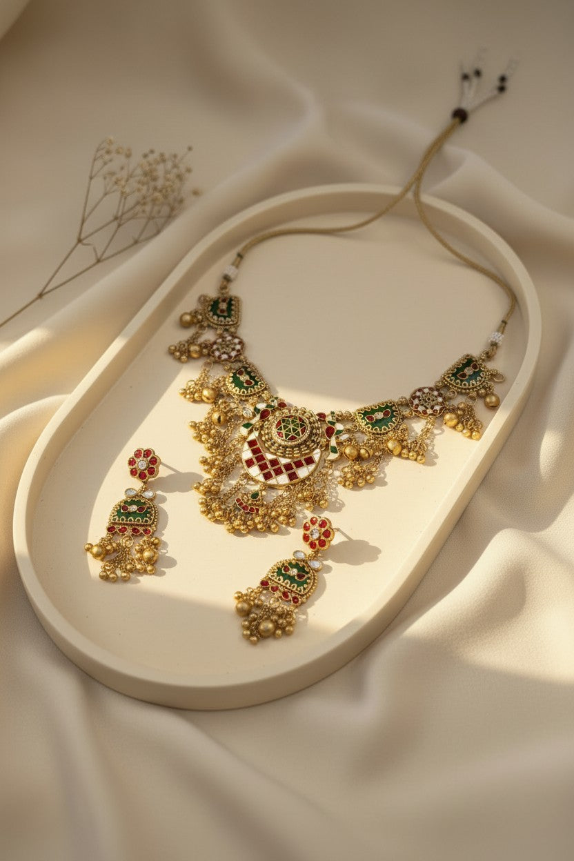 Meenakari Kundan Choker Necklace Set