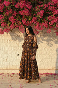 Bagru Hand Block Amber Bloom Maxi Dress