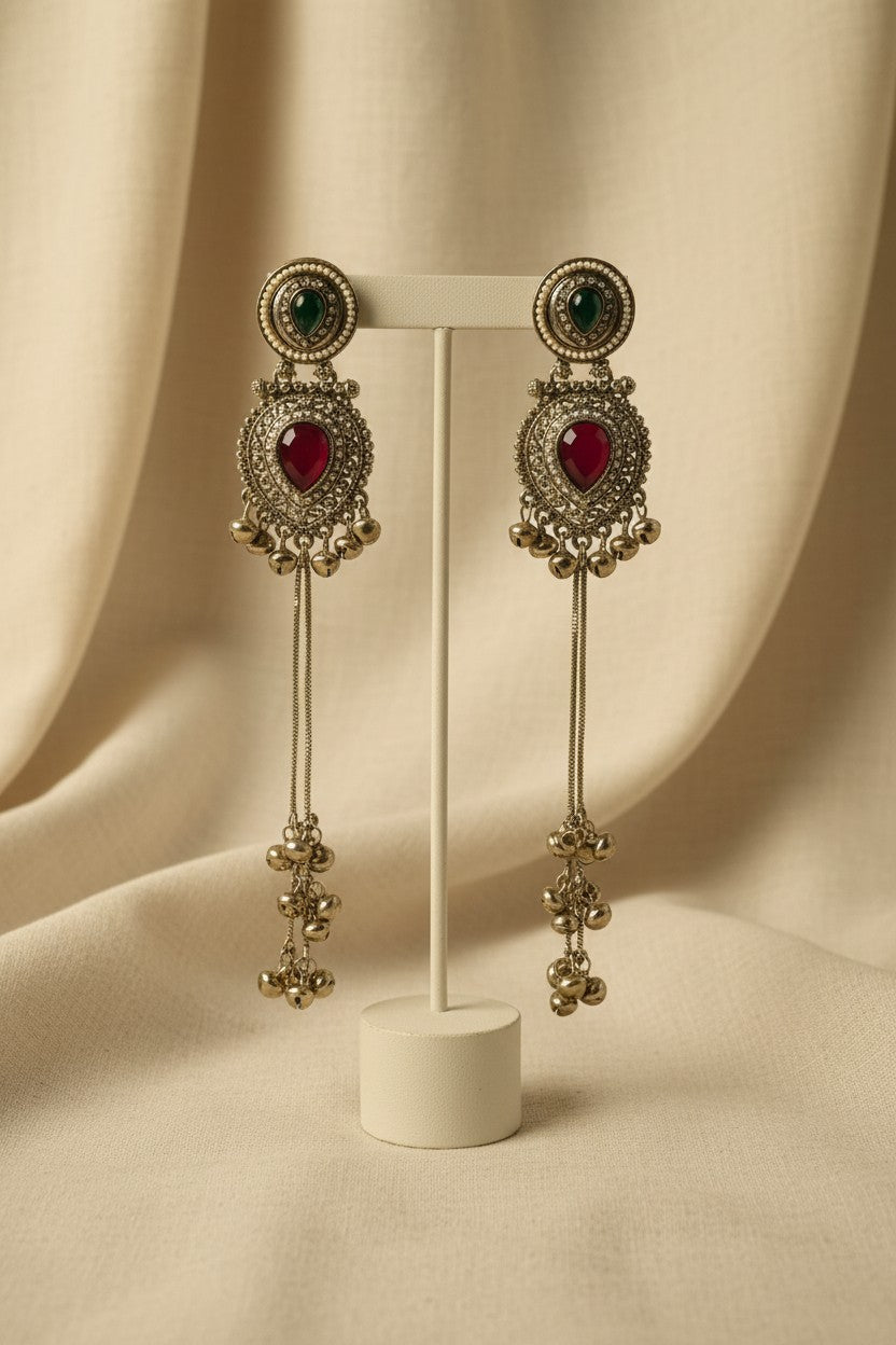 Oxidised Silver Chandbali Earrings