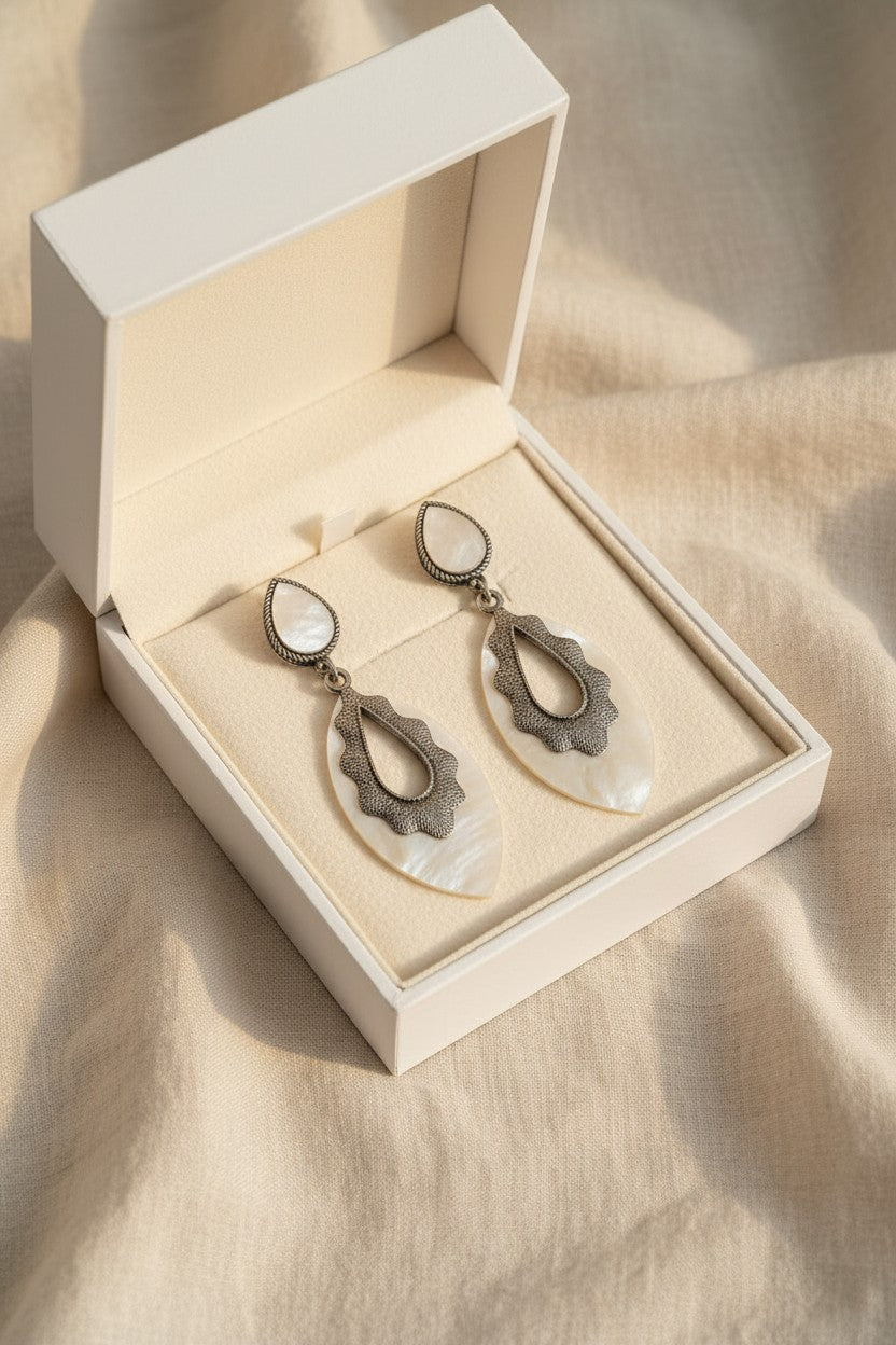 Naaz Pearl Filigree Drop Earrings