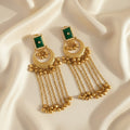 Green Meenakari Crescent Chandbali Earrings