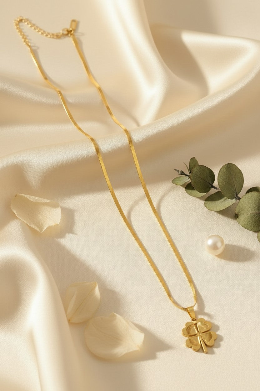 Gold Four-Leaf Clover Pendant Necklace