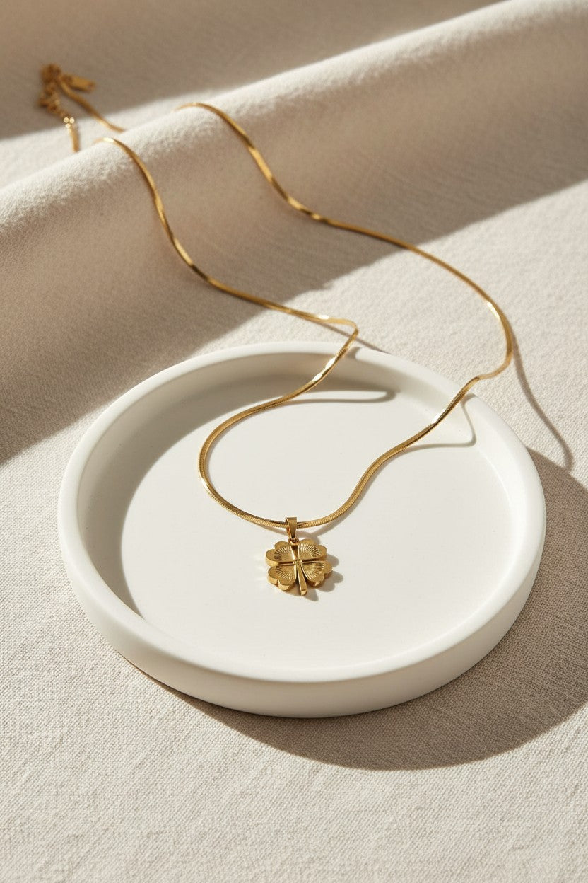 Gold Four-Leaf Clover Pendant Necklace