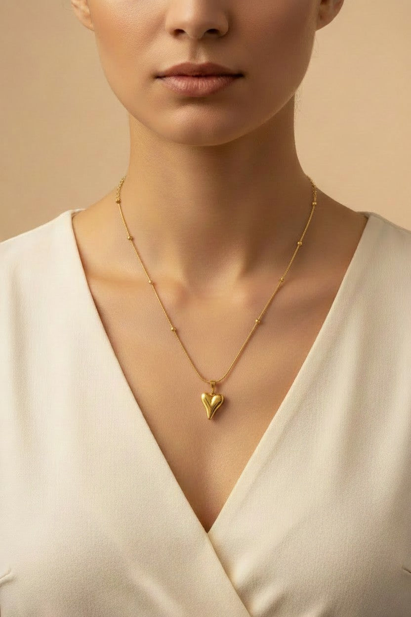 Puffy Heart Pendant Necklace
