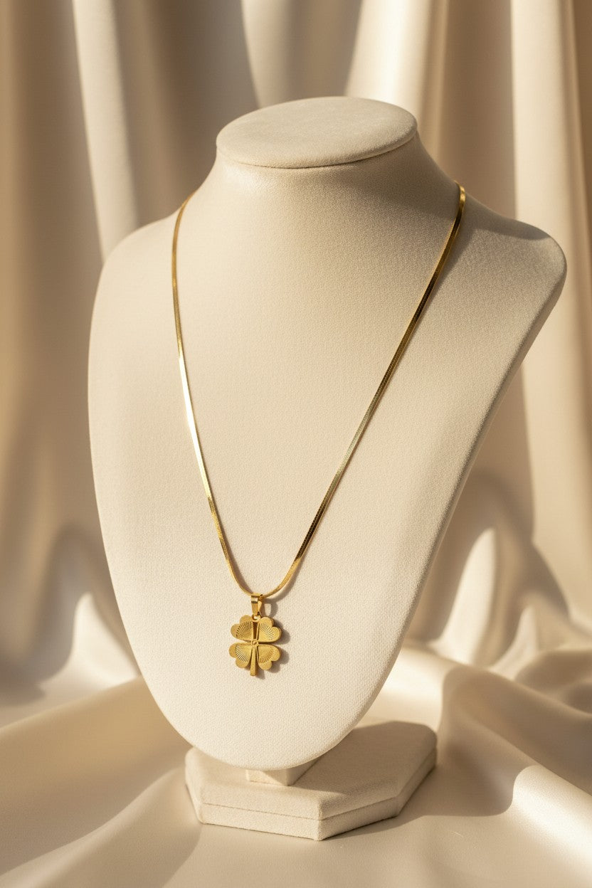 Gold Four-Leaf Clover Pendant Necklace