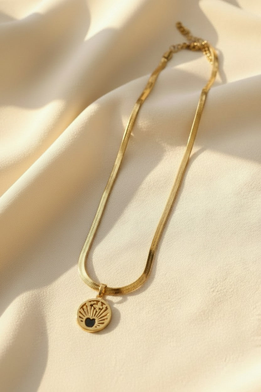 Radiant Heart Sunburst Pendant Necklace