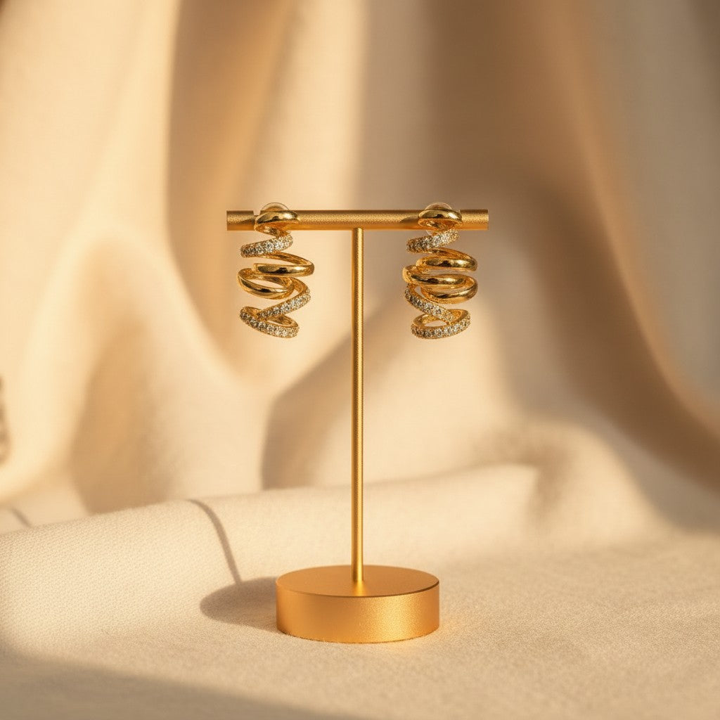 Spiral Luxe Crystal Coil Earrings