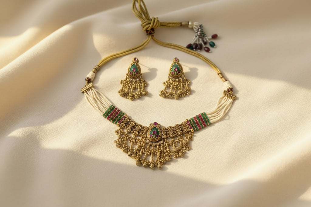 Antique Gold Multi-Strand Choker Set