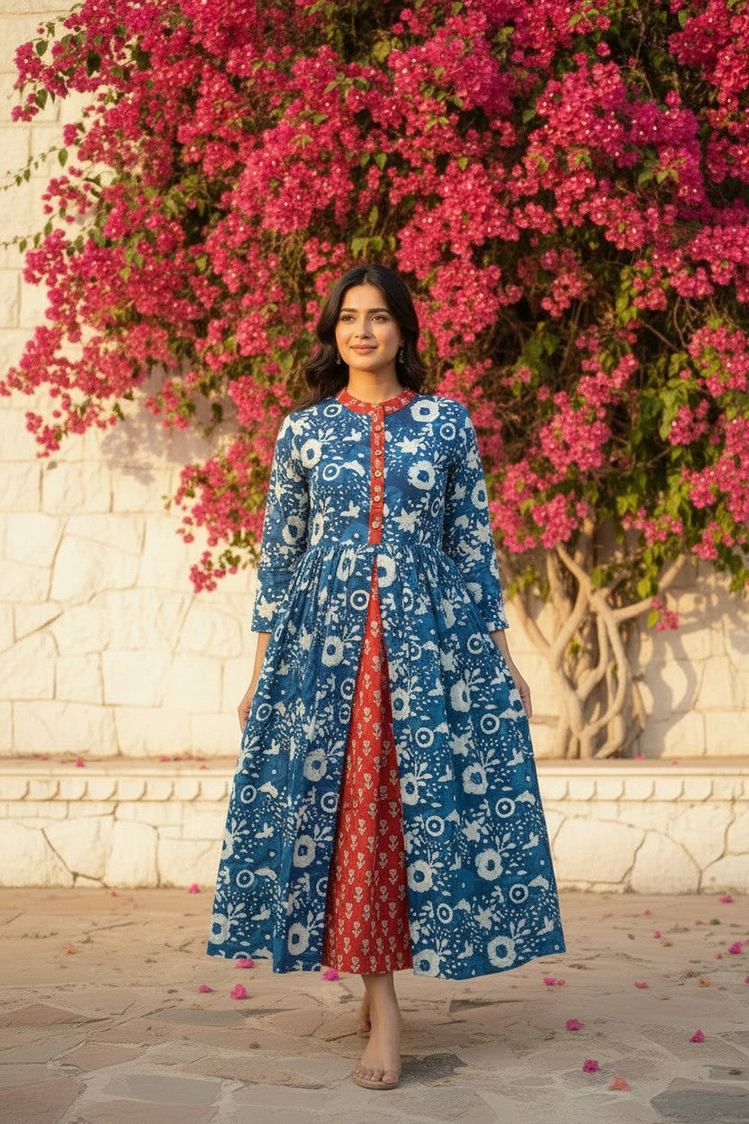 Indigo Dabu Block Print Maxi Dress