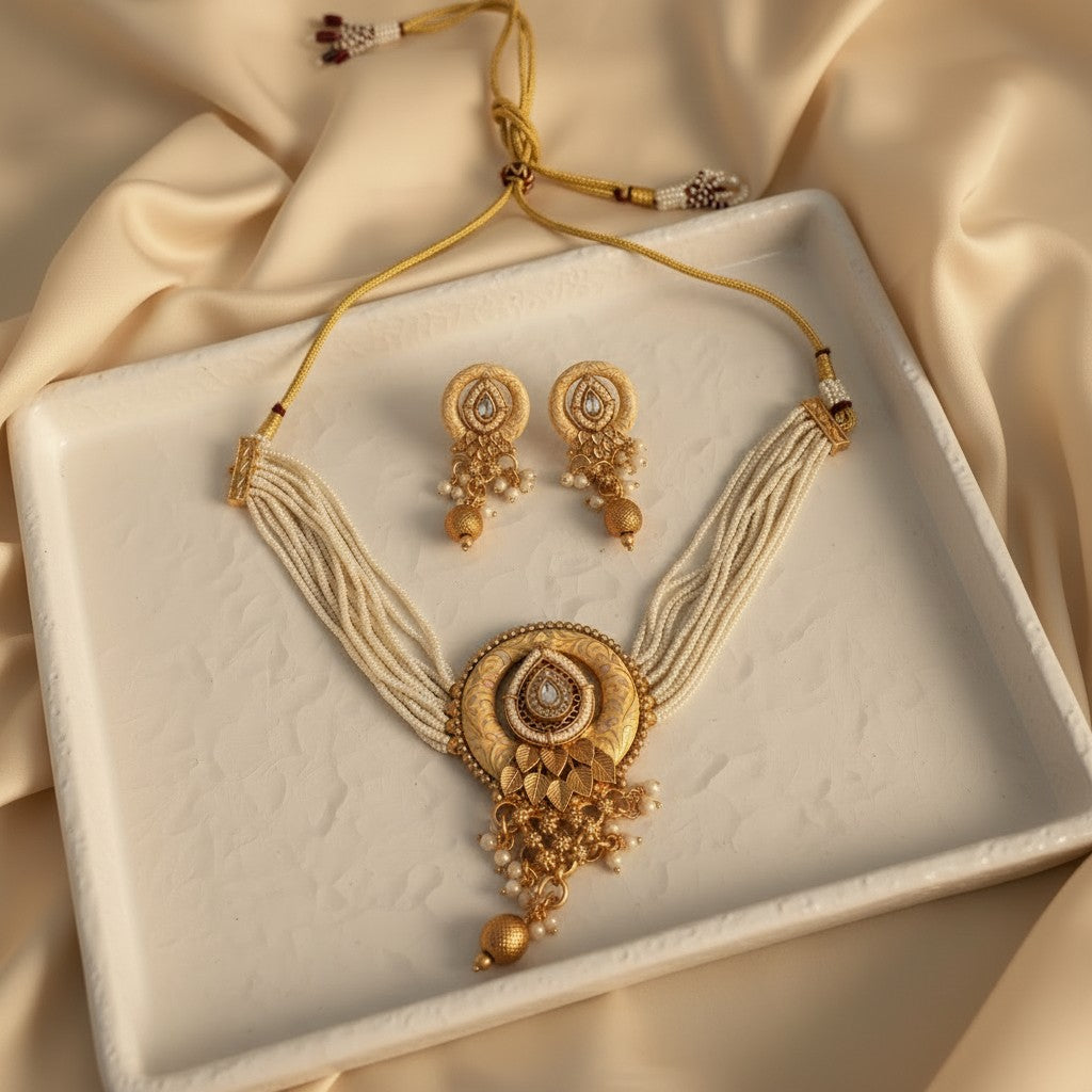 Rajwada Pearl & Kundan Choker Set