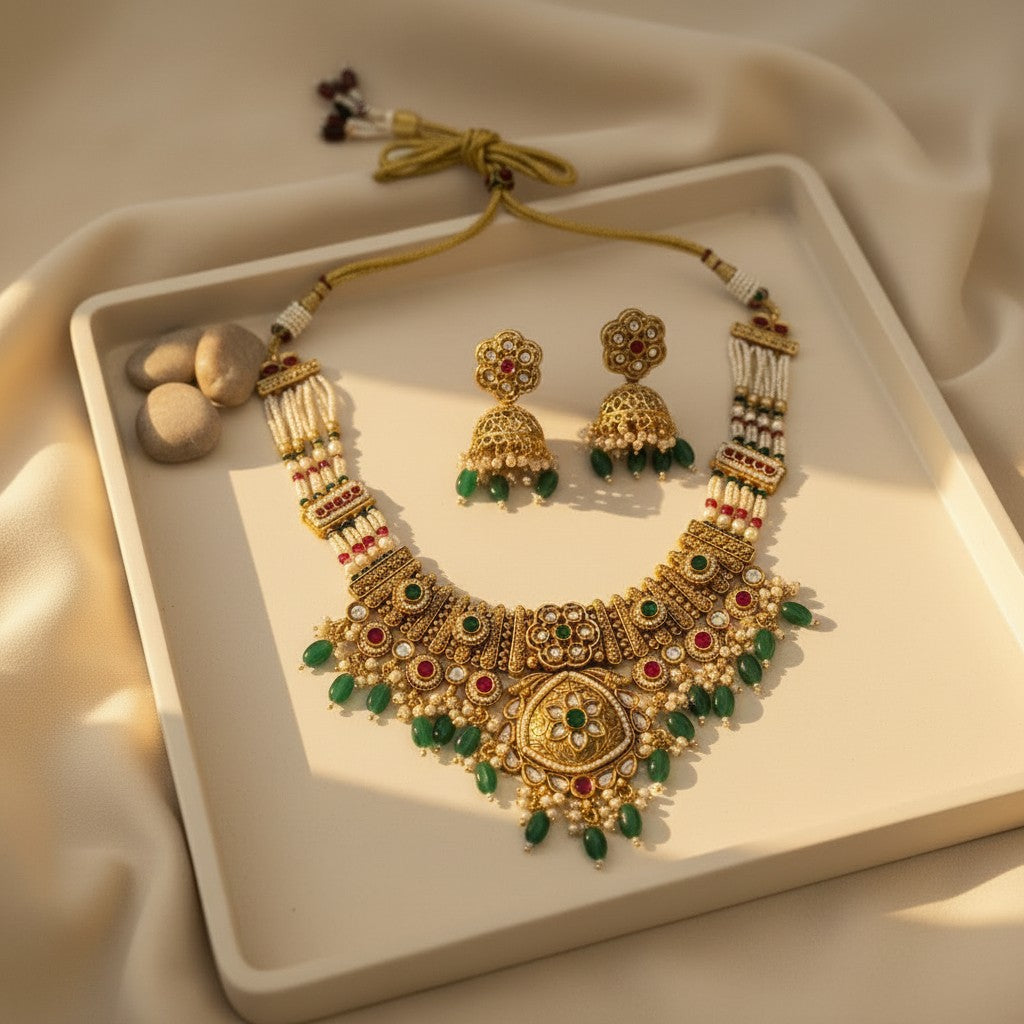 Emerald Polki Kundan Choker Set
