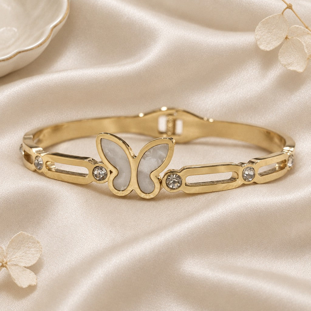 Ivory Butterfly Gold-Tone Bracelet