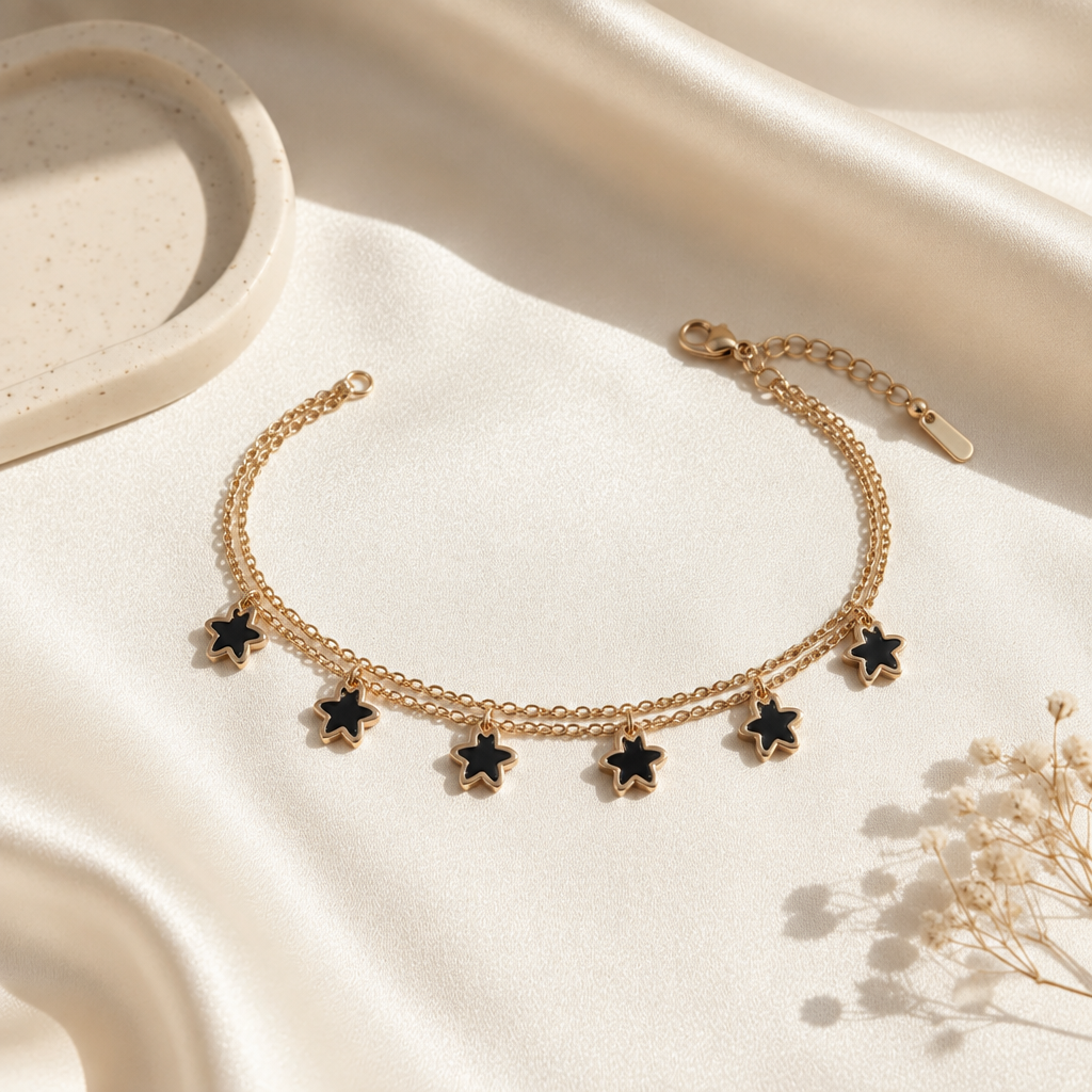 Midnight Bloom Charm Bracelet
