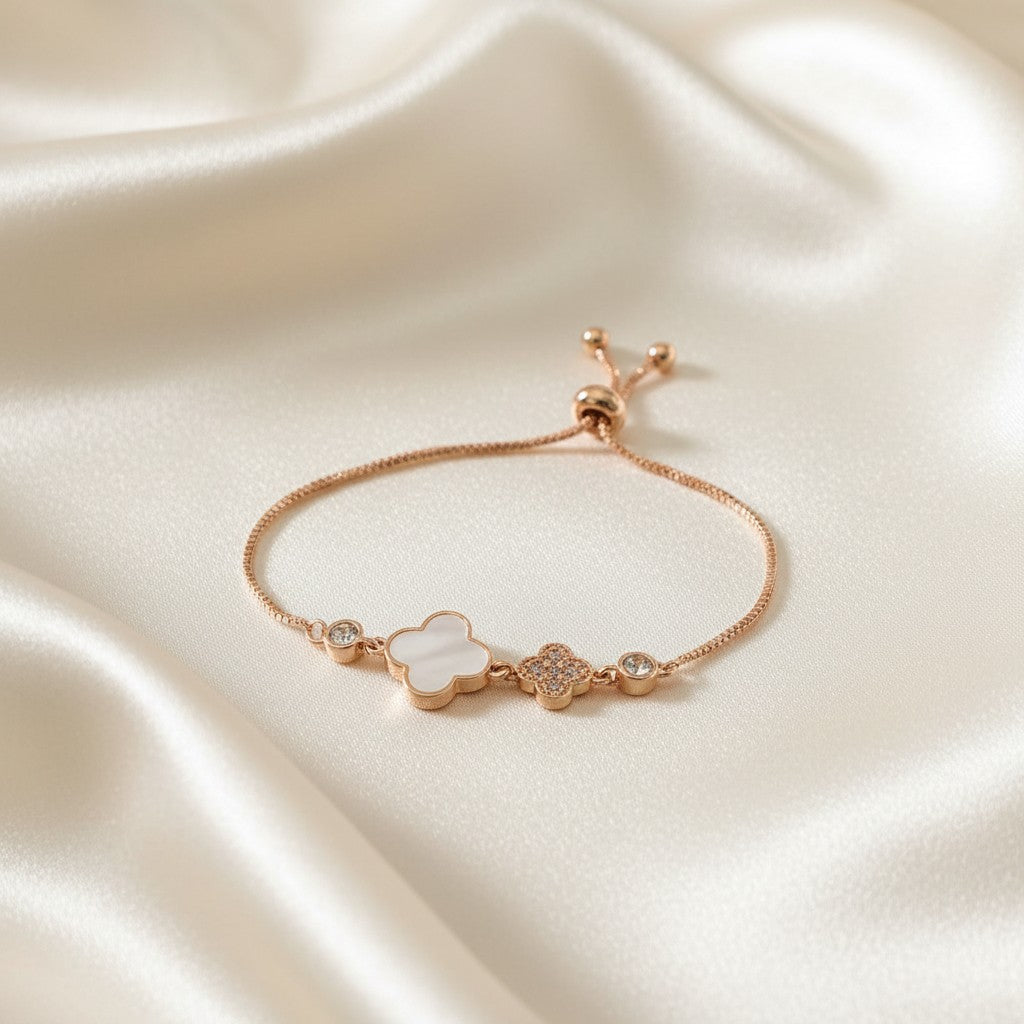 White Mother-of-Pearl & Pave Crystal Charms Bracelet