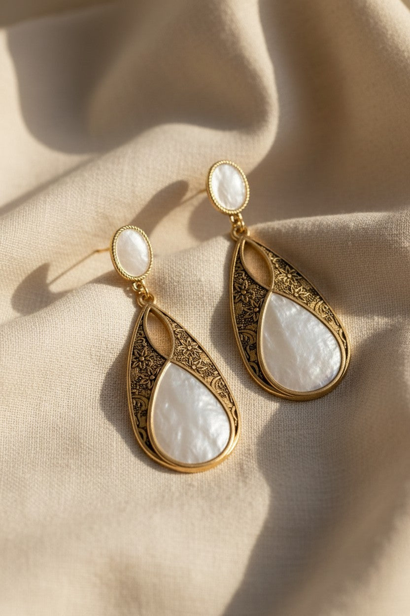 Jaal Pearl Filigree Teardrop Earrings
