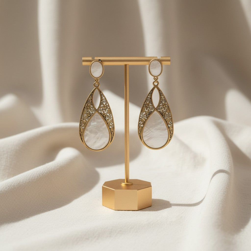 Jaal Pearl Filigree Teardrop Earrings