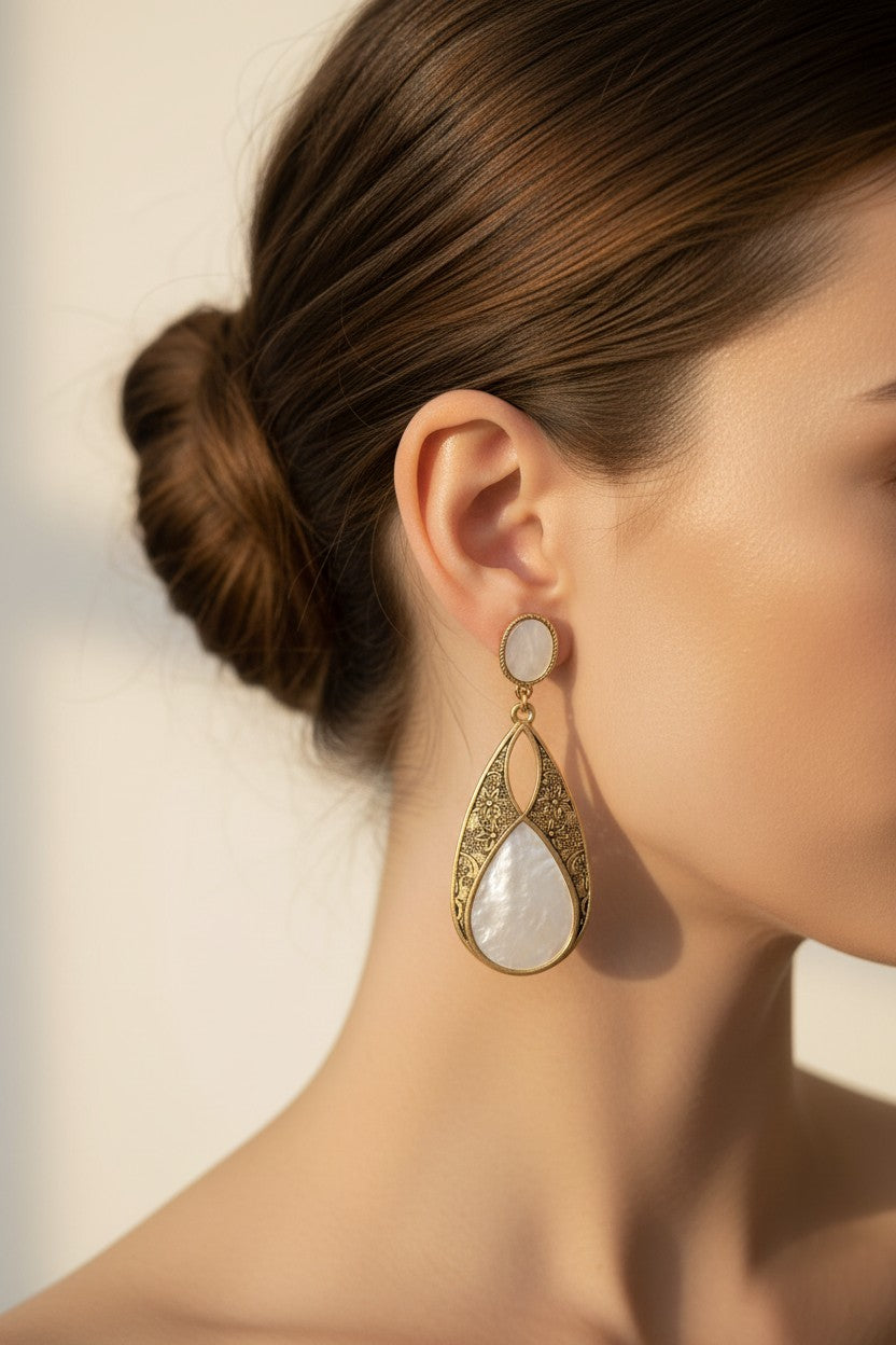 Jaal Pearl Filigree Teardrop Earrings