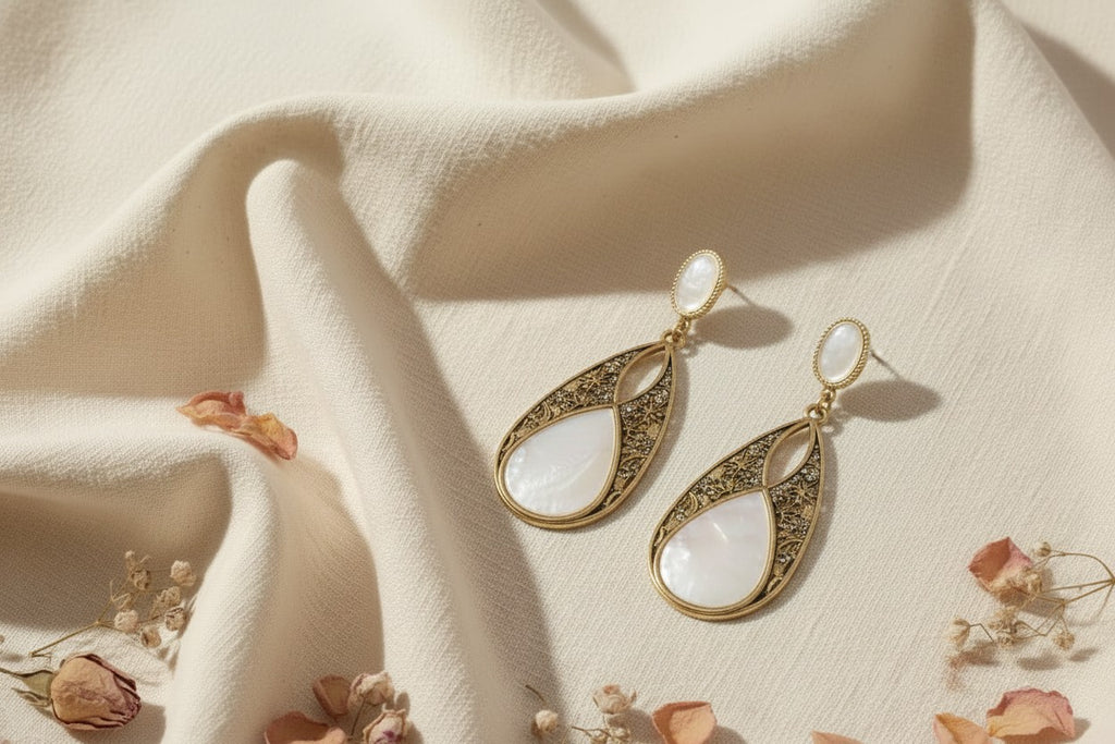 Jaal Pearl Filigree Teardrop Earrings