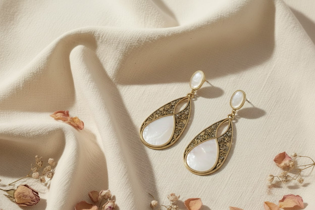 Jaal Pearl Filigree Teardrop Earrings