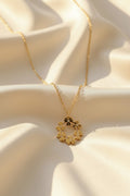 Golden Bloom Circle Pendant Necklace