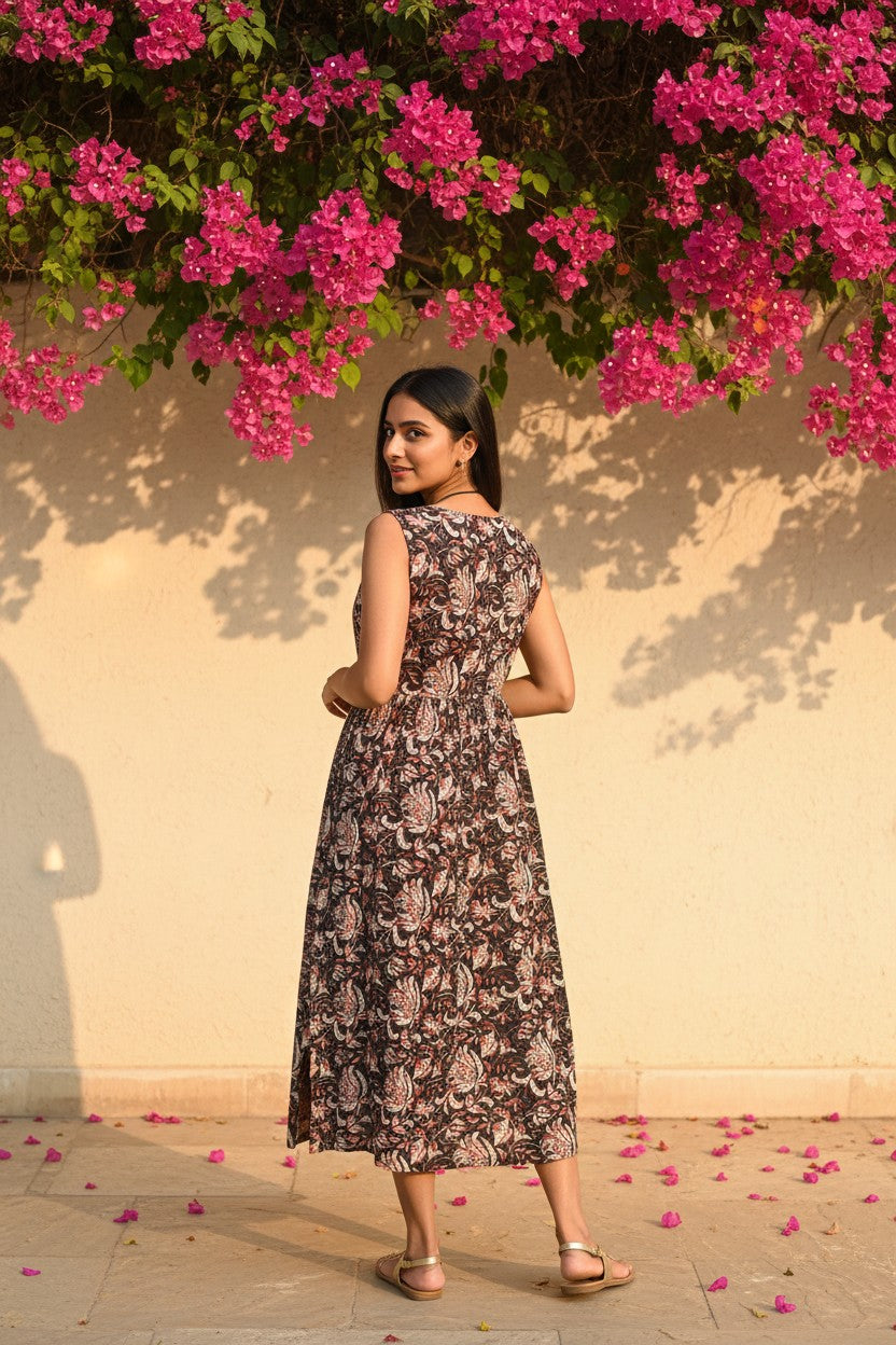 Bagru Block Print Kalamkari Maxi Dress