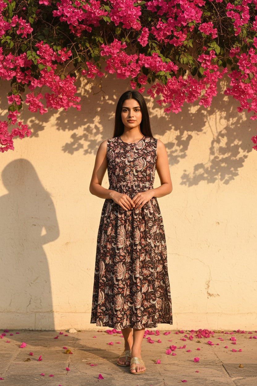 Bagru Block Print Kalamkari Maxi Dress