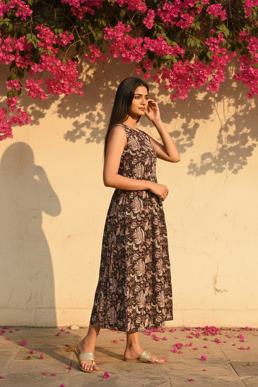Bagru Block Print Kalamkari Maxi Dress