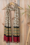 Ivory Botanical Kalamkari Block Print Stole