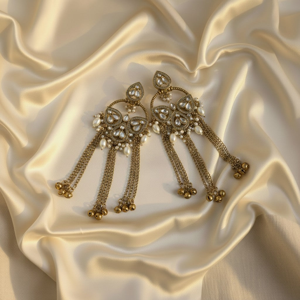Kundan Polki Chandbali Earrings