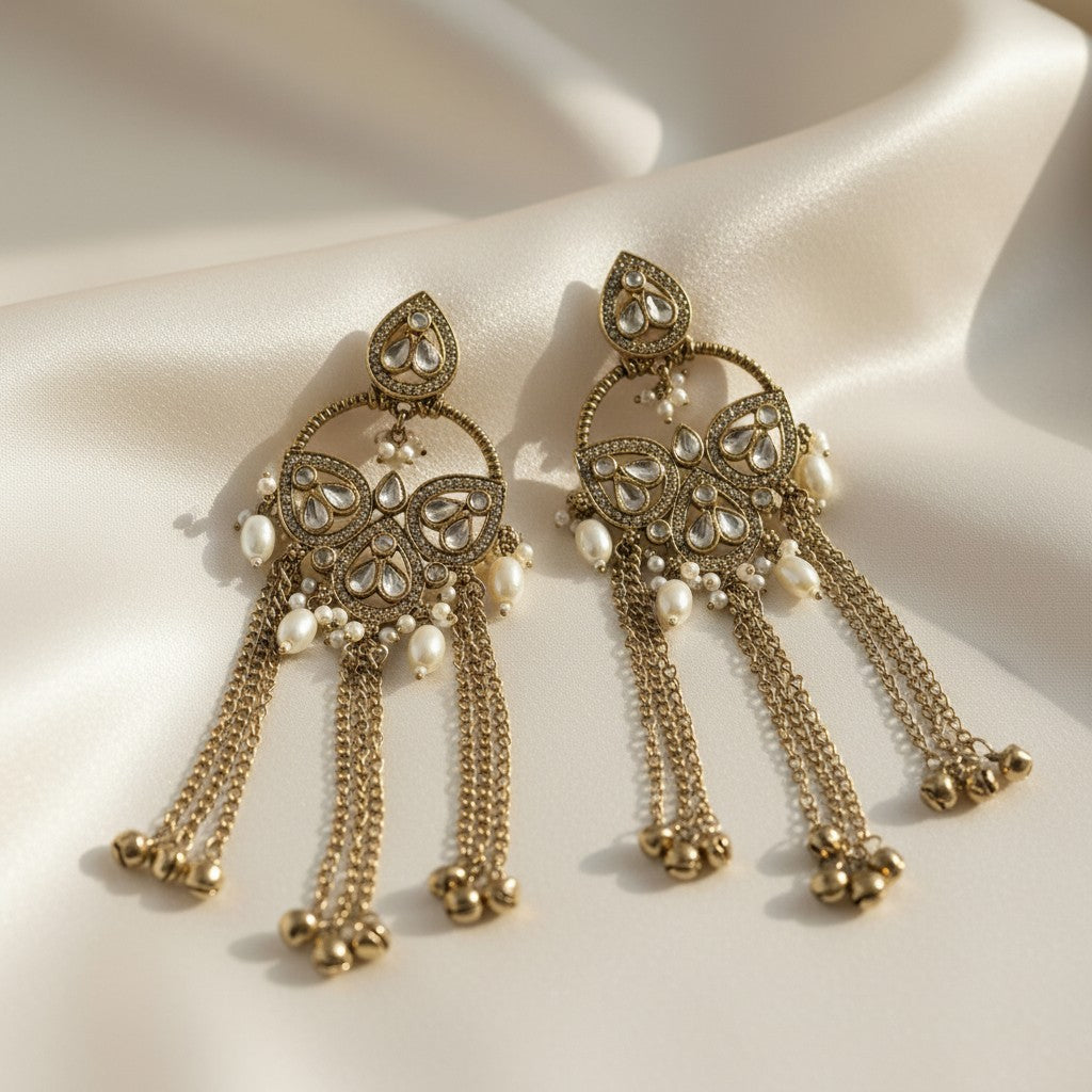 Kundan Polki Chandbali Earrings
