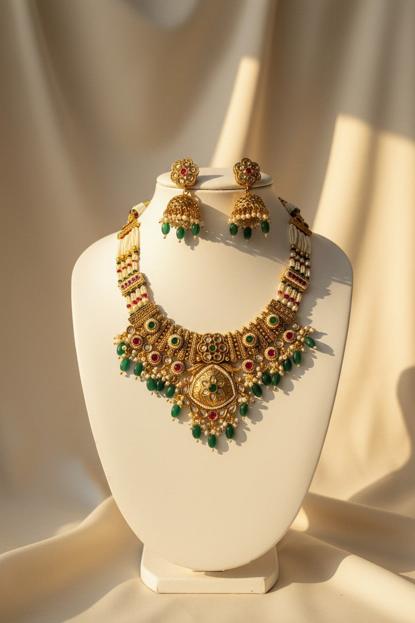 Emerald Polki Kundan Choker Set