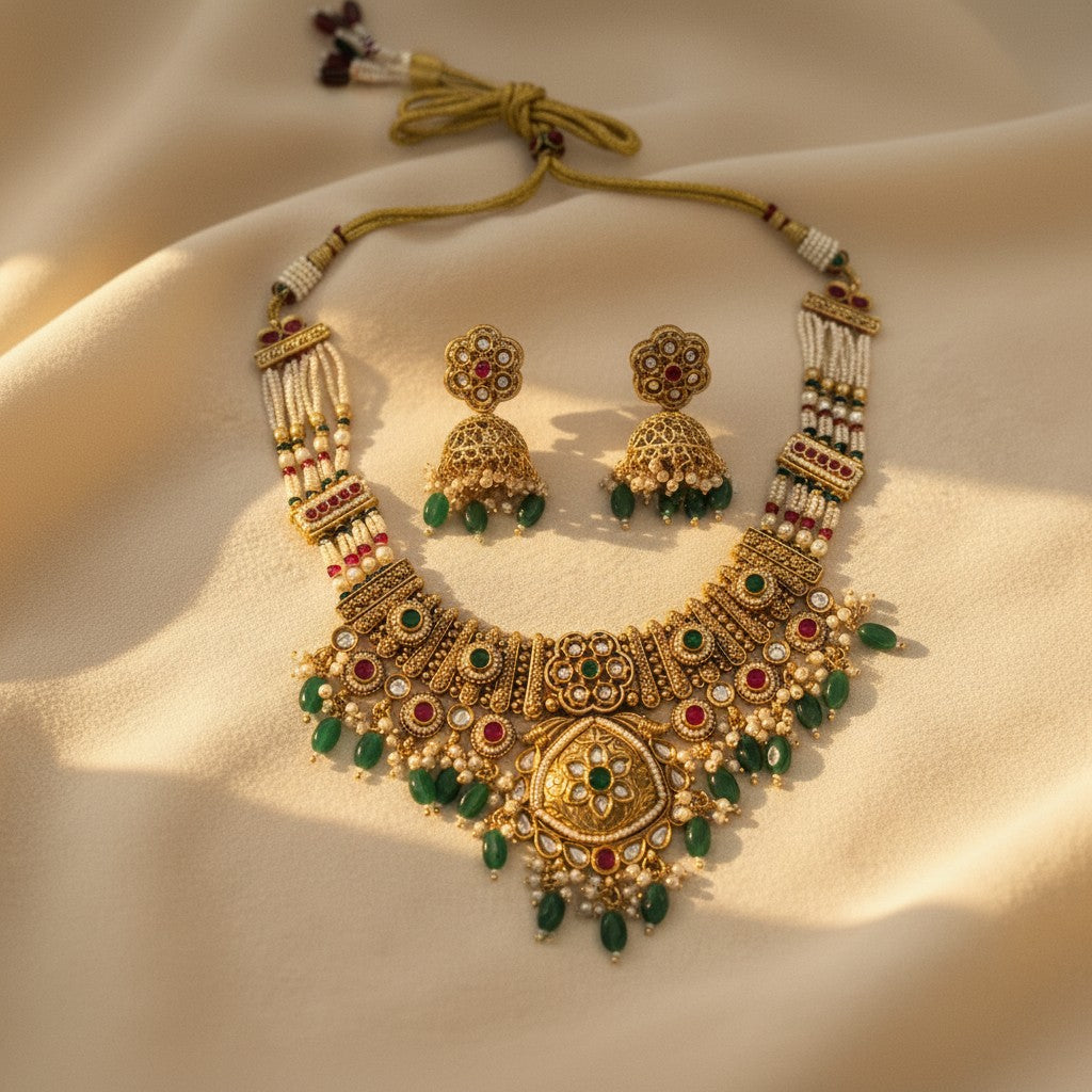 Emerald Polki Kundan Choker Set