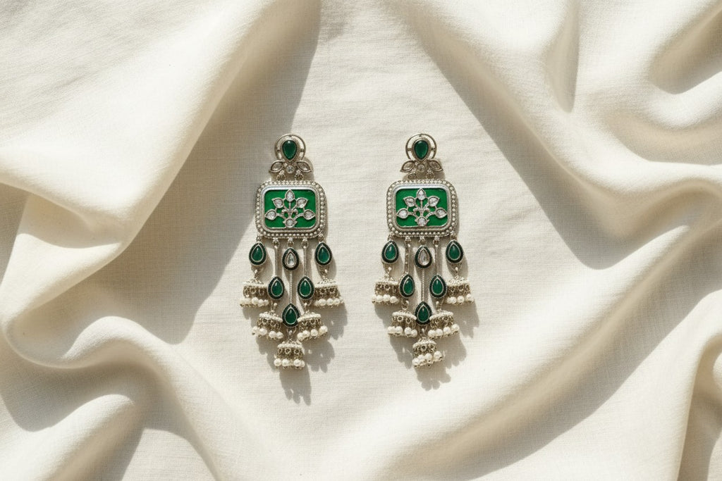 Emerald Pearl Chandelier Earrings