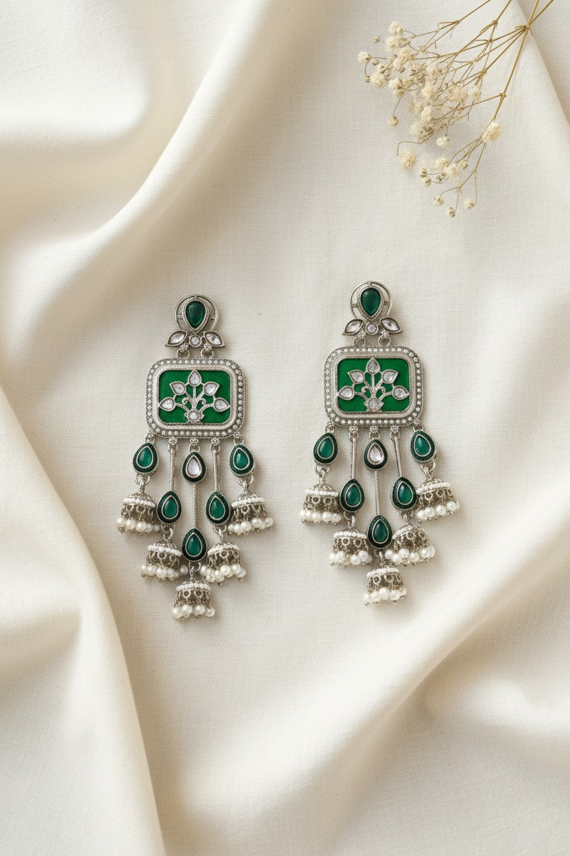 Emerald Pearl Chandelier Earrings