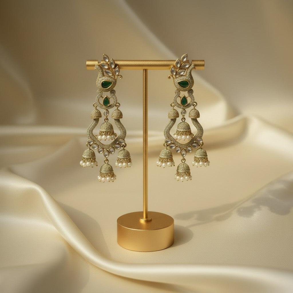 Emerald Pearl Filigree Earrings