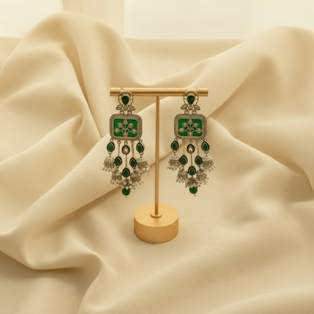 Emerald Pearl Chandelier Earrings