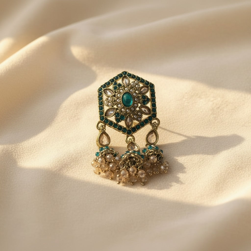 Emerald Polki Hexagon Earrings