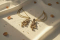 Kundan Polki Chandelier Earrings with Pearl Ear Chain