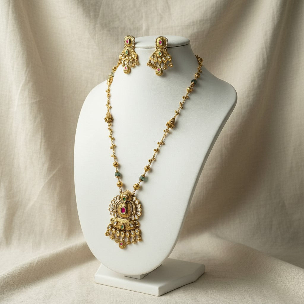 Antique Gold Temple Necklace Set