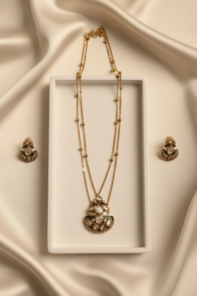 Antique Gold Moissanite Necklace Set