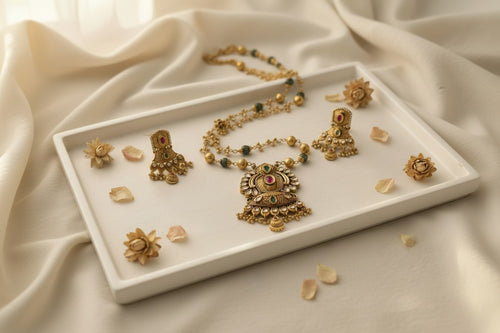 Antique Gold Temple Necklace Set