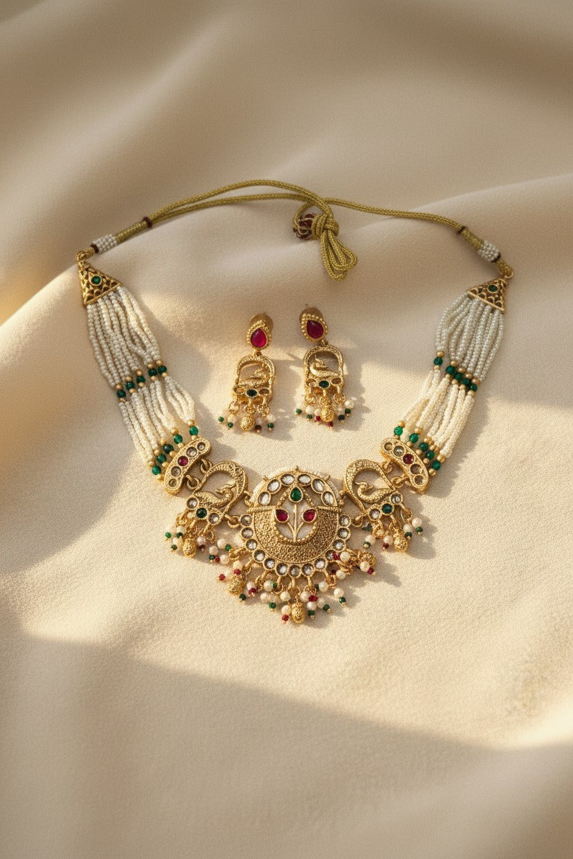 Peacock Chandbali Necklace Set