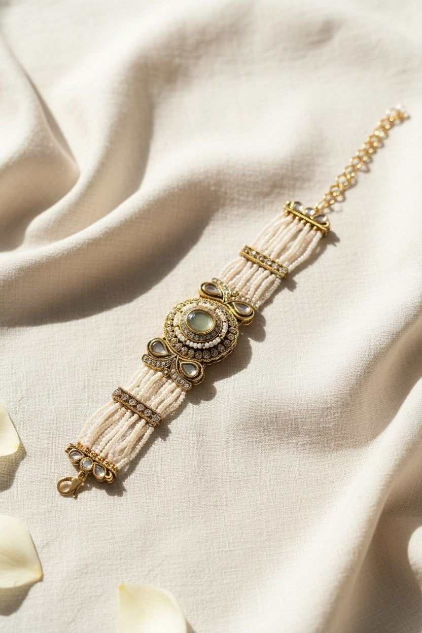 Green Gemstone Pearl Bracelet