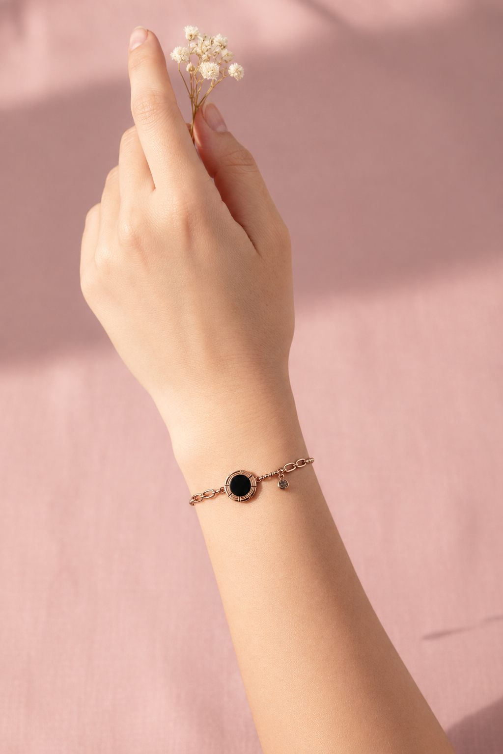 Black Disc Charm Bracelet
