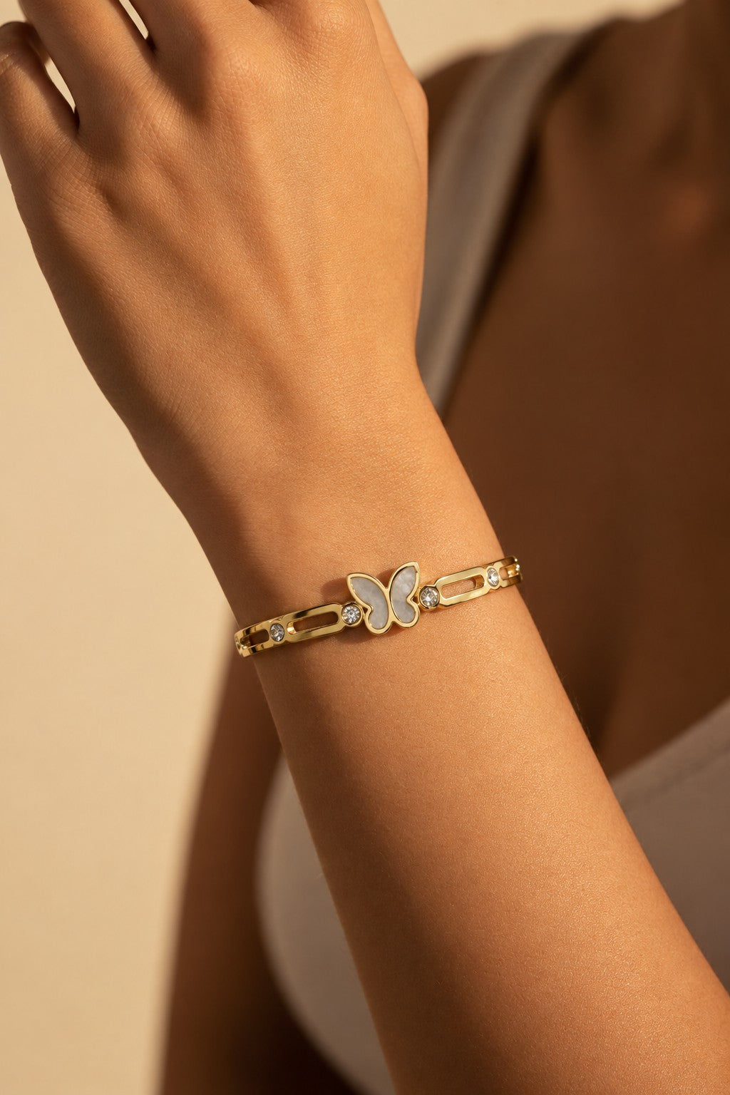 Ivory Butterfly Gold-Tone Bracelet