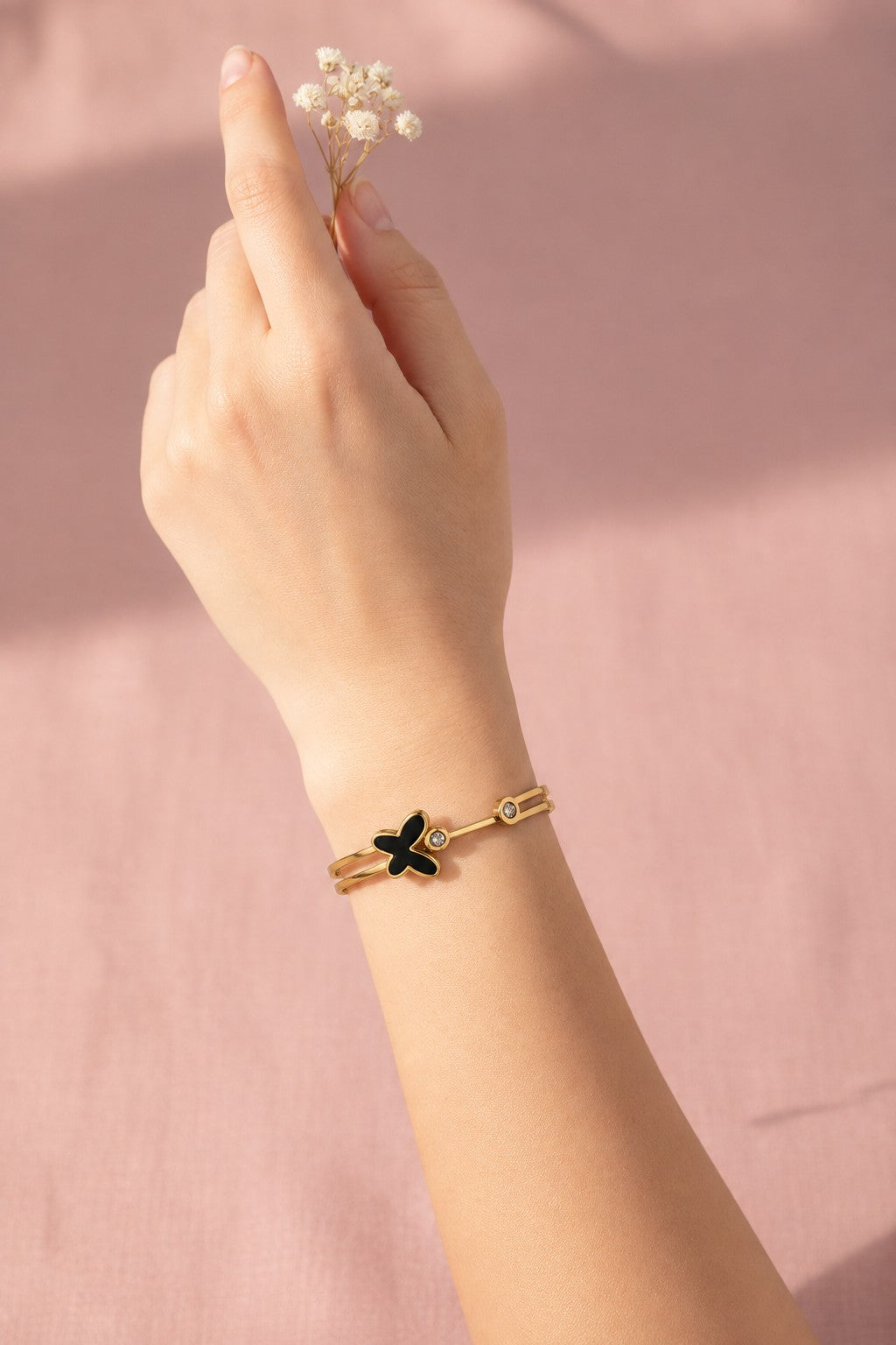 Black Butterfly Gold-Tone Bracelet