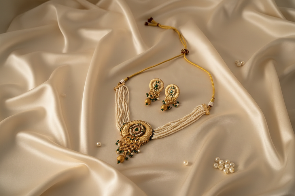Rajwada Pearl & Kundan Choker Set