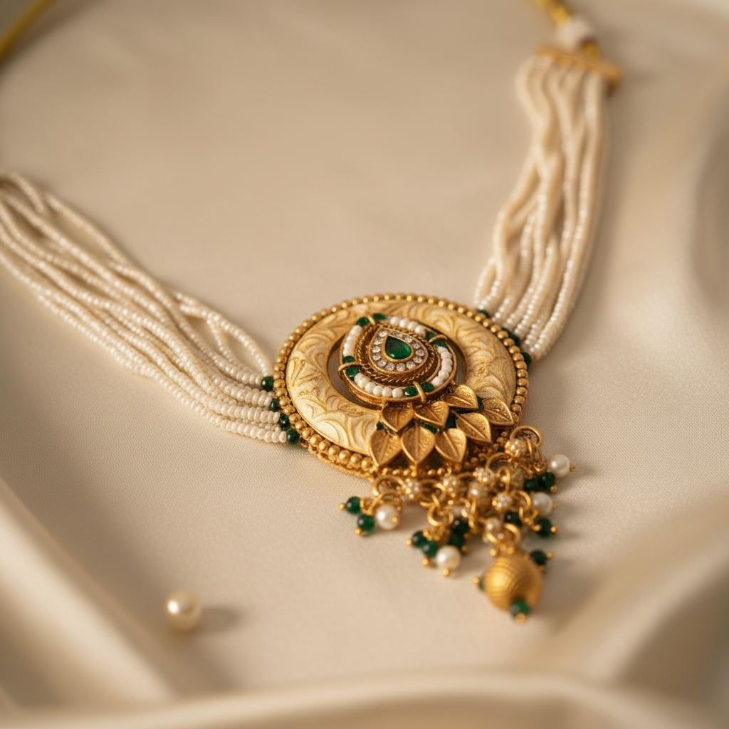 Rajwada Pearl & Kundan Choker Set
