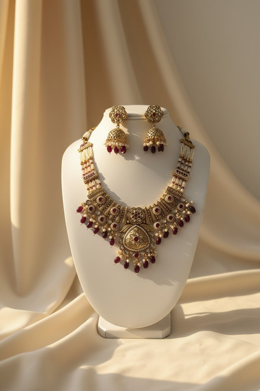 Antique Gold Kundan Choker Set